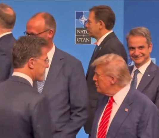 Greek Prime Minister Kyriakos  Mitsotakis crossed paths with former U.S. President Donald Trump at the NATO summit in The Hague
